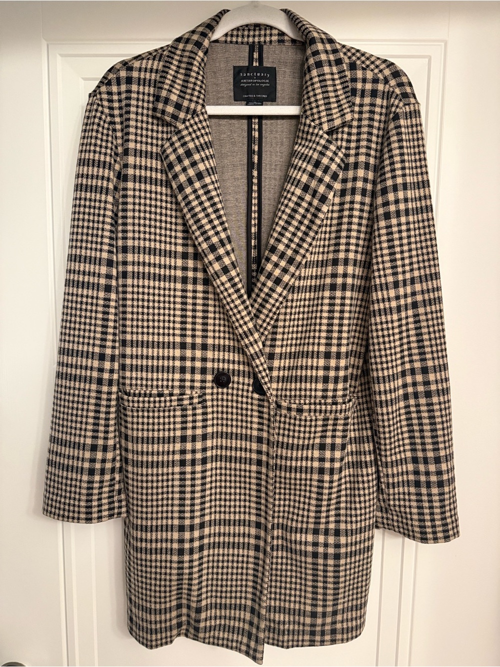 Sanctuary x Anthropologie Plaid Long Blazer Coat